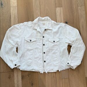 POL Cream Corduroy Jacket with Frayed Hem